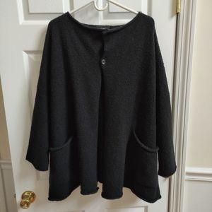 Eskandar merino wool cashmere blend oversize sweater cardigan black women's 3x